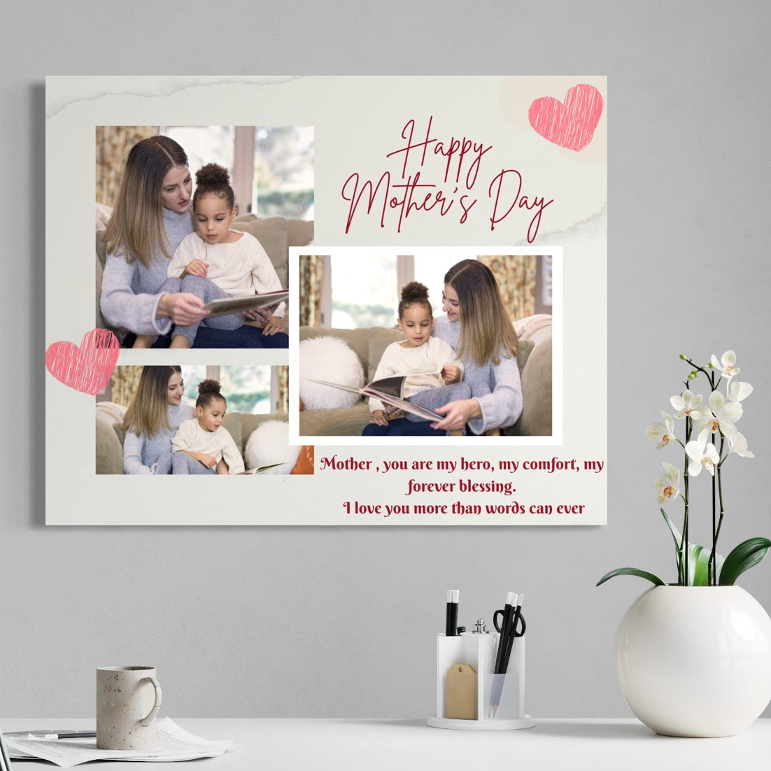 Tablou Canvas Personalizat cu 3 Poze Pentru Mama 
