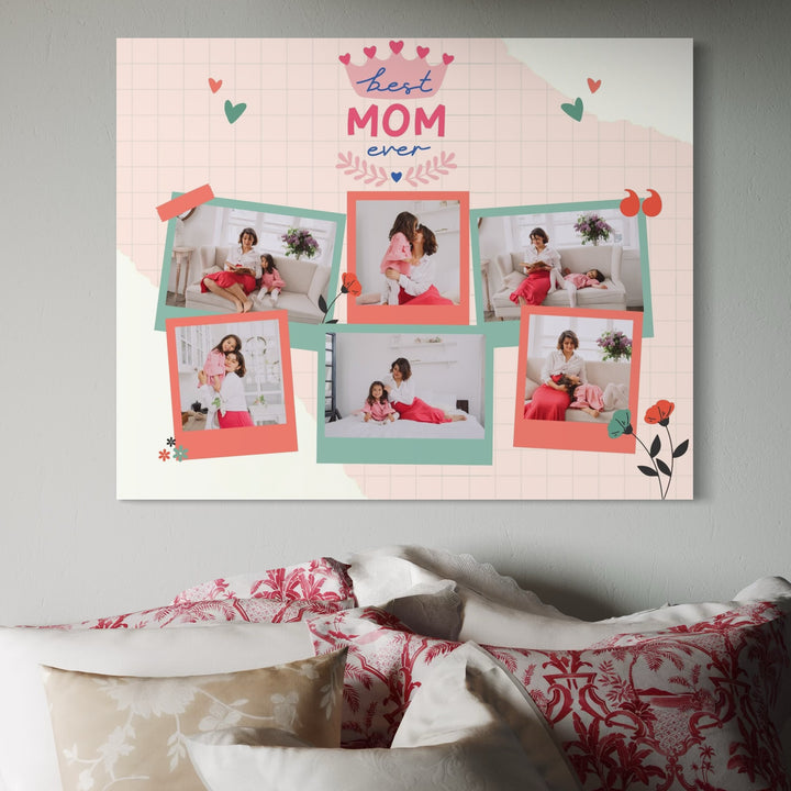 Personalisierte Leinwandbilder mit 6 Fotos für Mama "Best Mom Ever", PS148