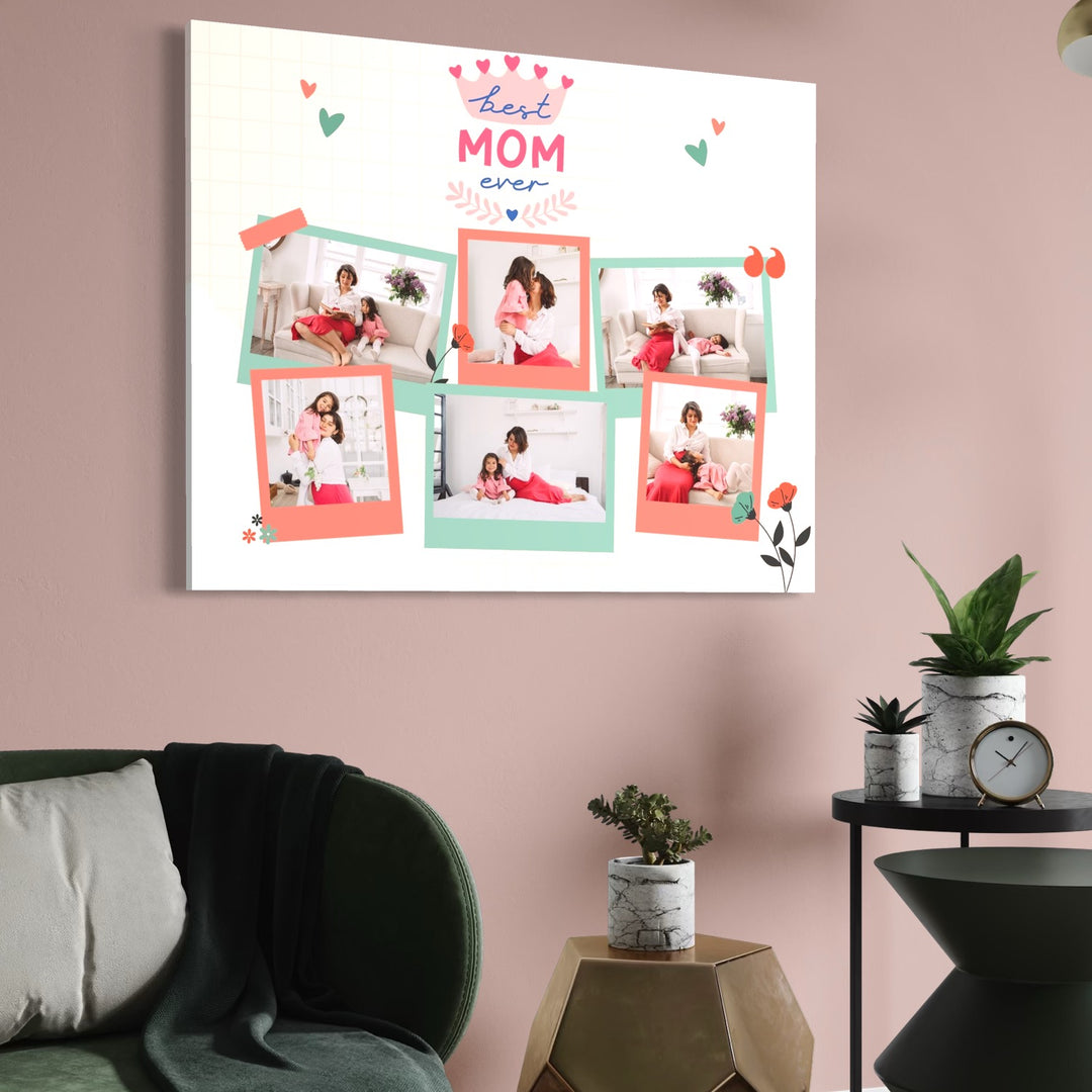 Personalisierte Leinwandbilder mit 6 Fotos für Mama "Best Mom Ever", PS148