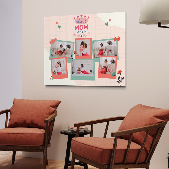 Personalisierte Leinwandbilder mit 6 Fotos für Mama "Best Mom Ever", PS148