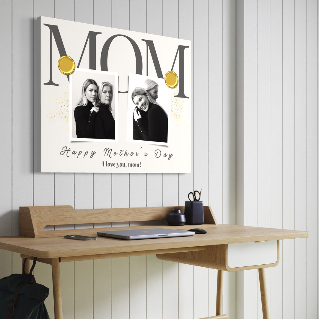Personalisierte Leinwand Leinwandbilder mit 2 Bildern für Mama "Happy Mother's Day", PS150