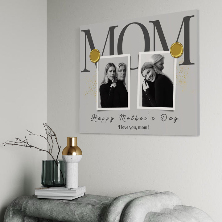Personalisierte Leinwand Leinwandbilder mit 2 Bildern für Mama "Happy Mother's Day", PS150