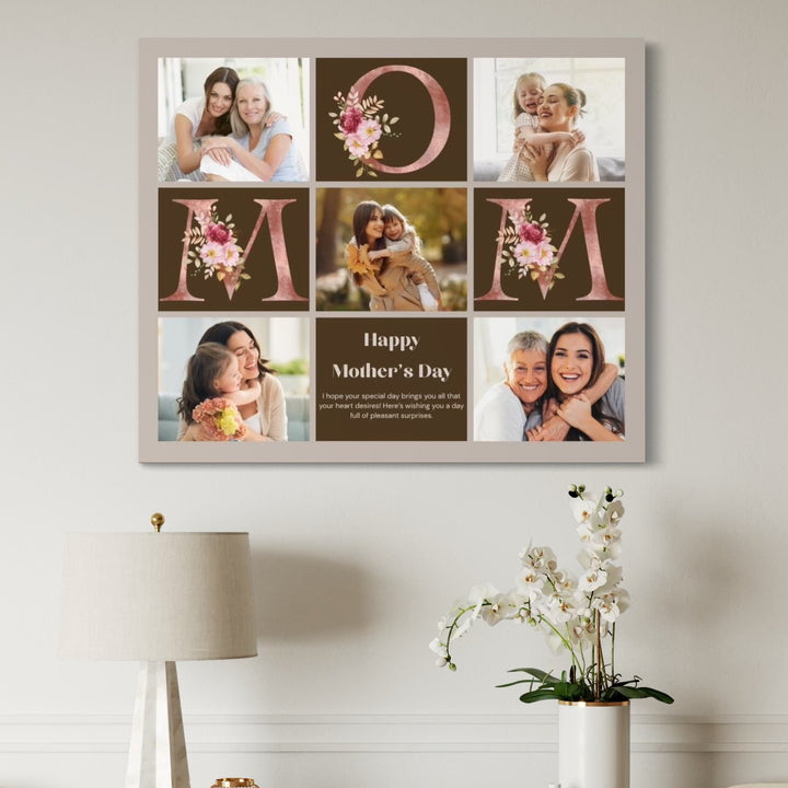 Personalisiertes Leinwandbild mit 5 Bildern für Mama "Happy Mother's Day", PS151