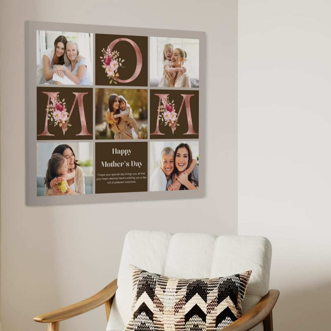 Personalisiertes Leinwandbild mit 5 Bildern für Mama "Happy Mother's Day", PS151