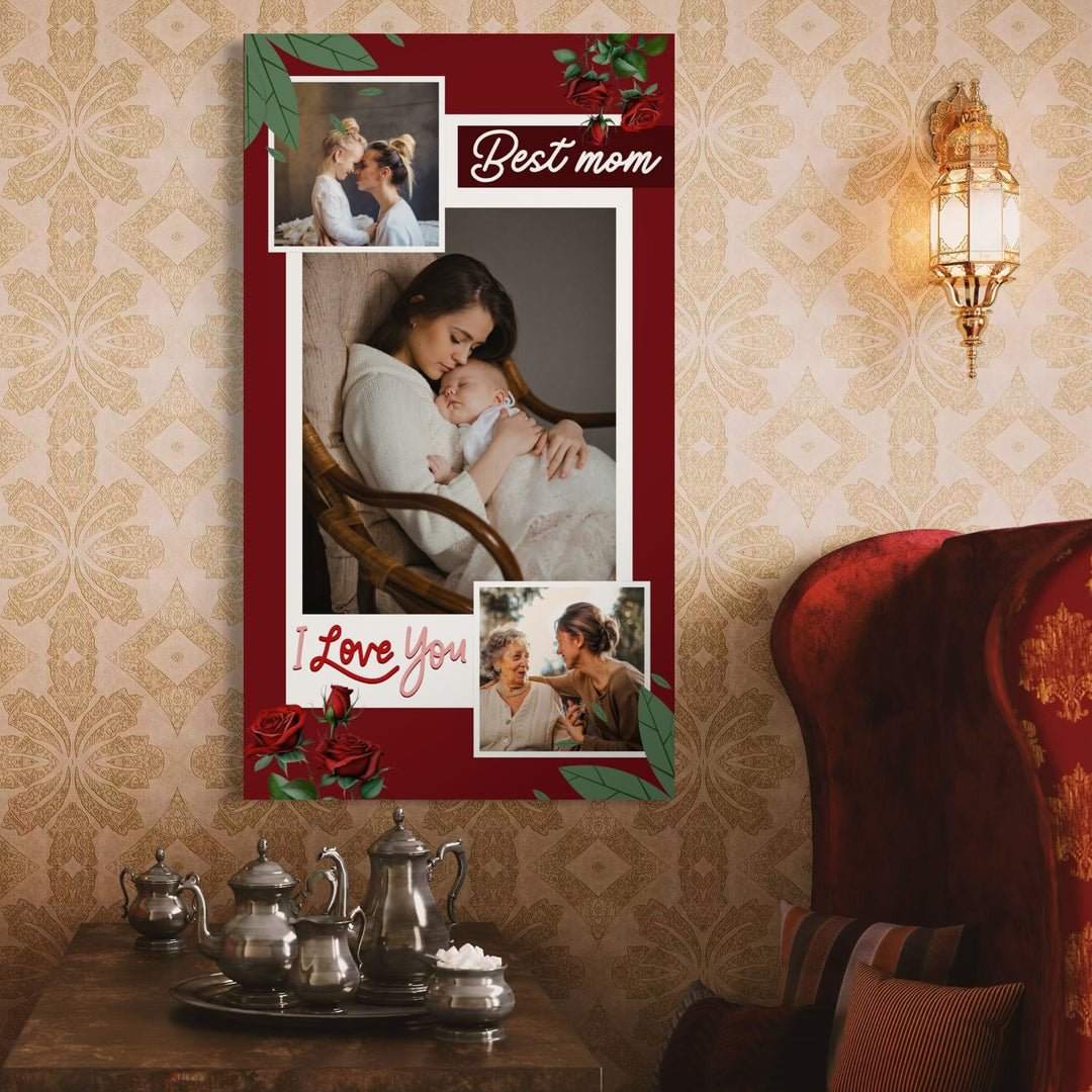 Tablou Canvas Personalizat cu 3 Poze Pentru Mama "Best Mom", PS153