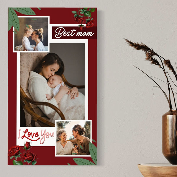 Personalisierte Leinwand Leinwandbilder mit 3 Bildern für Mama "Beste Mama", PS153