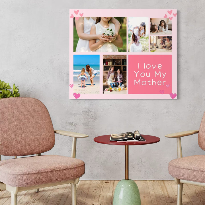 Personalisierte Leinwandbilder mit 6 Fotos für Mama "Ich liebe dich meine Mutter", PS154