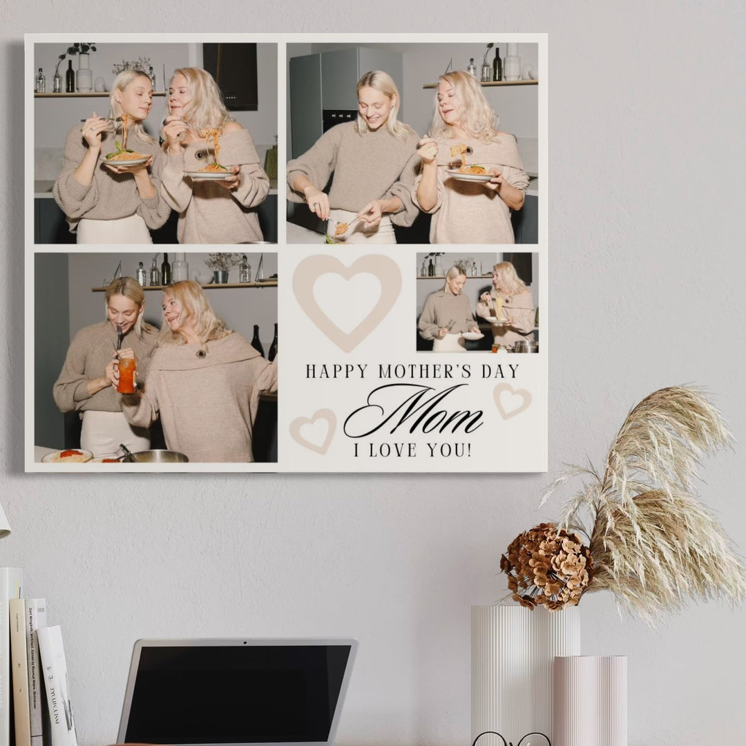 Personalisierte Leinwand Leinwandbild mit 4 Bilder für Mama "Happy Mother's Day", PS155