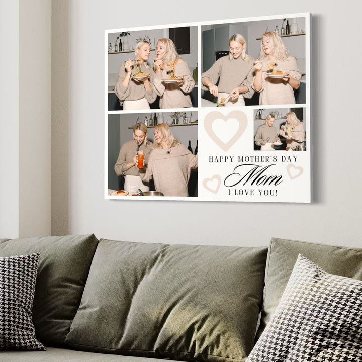 Personalisierte Leinwand Leinwandbild mit 4 Bilder für Mama "Happy Mother's Day", PS155