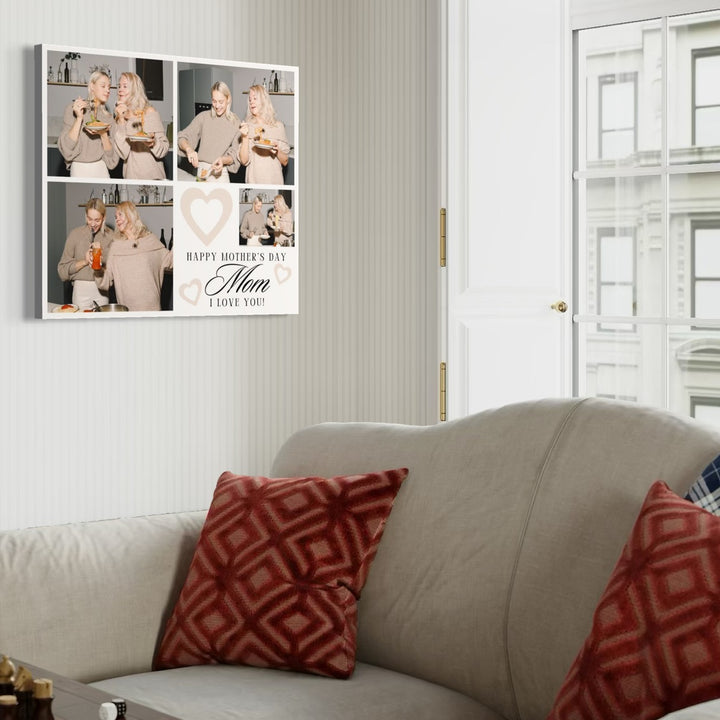 Personalisierte Leinwand Leinwandbild mit 4 Bilder für Mama "Happy Mother's Day", PS155