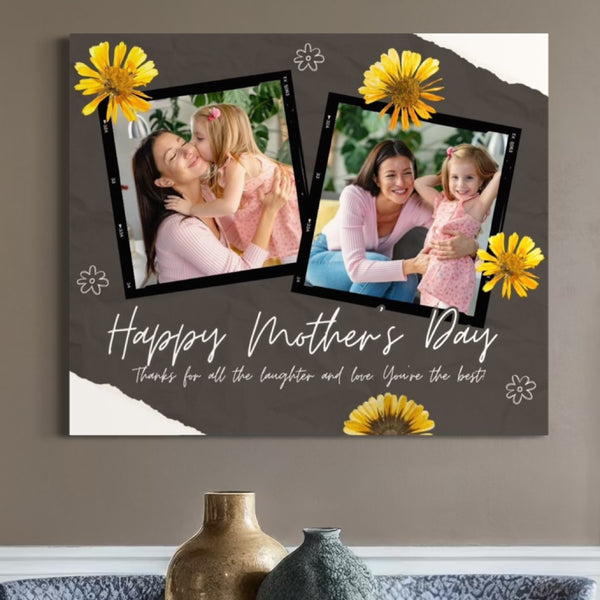 Personalisiertes Leinwandbild mit 2 Bildern für Mama "Happy Mother's Day", PS157