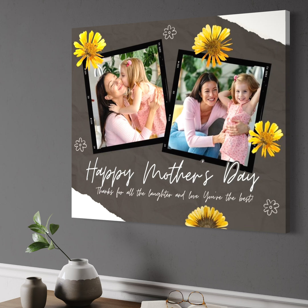 Personalisiertes Leinwandbild mit 2 Bildern für Mama "Happy Mother's Day", PS157
