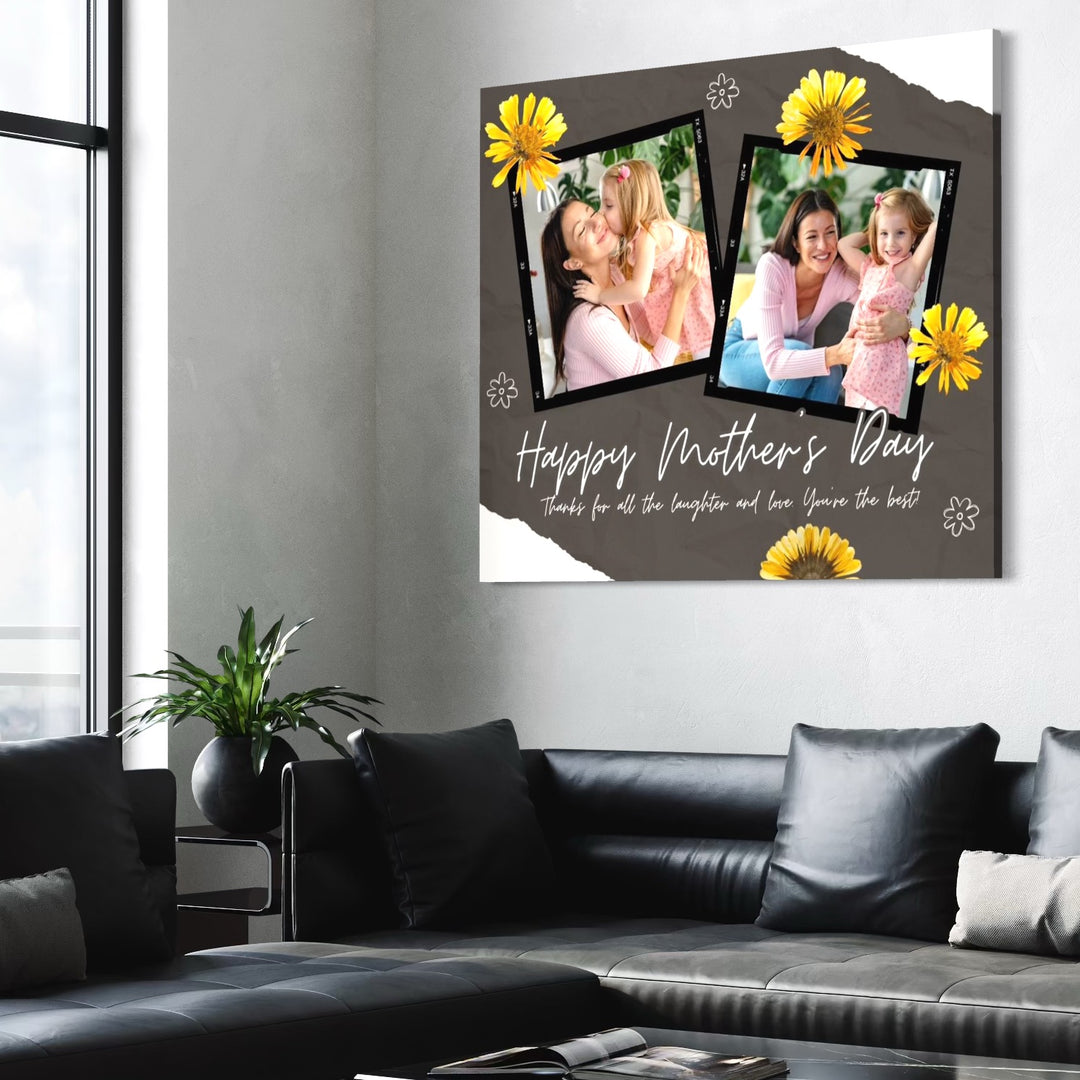 Personalisiertes Leinwandbild mit 2 Bildern für Mama "Happy Mother's Day", PS157