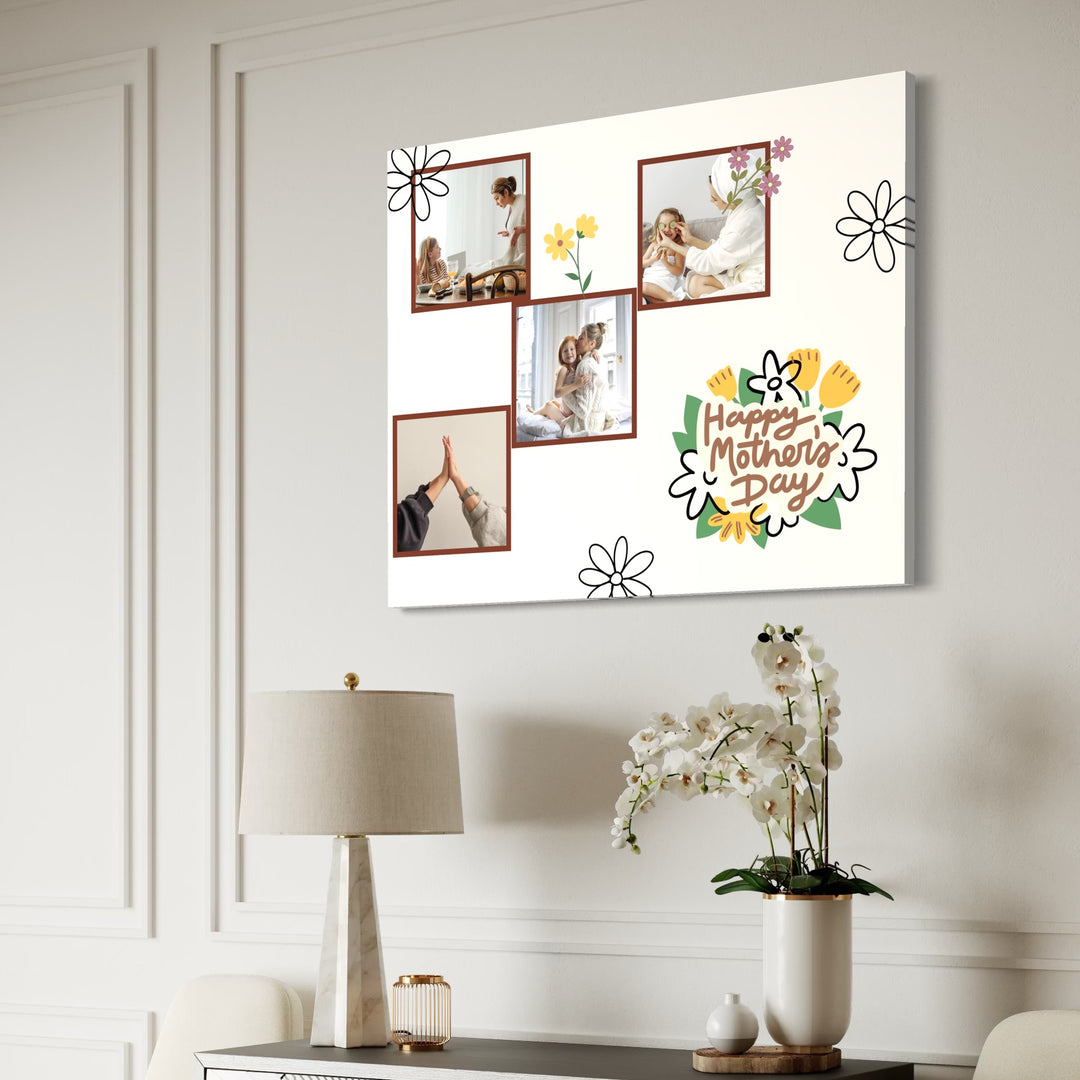 Personalisiertes Leinwandbild mit 4 Bildern für Mama "Happy Mother's Day", PS158