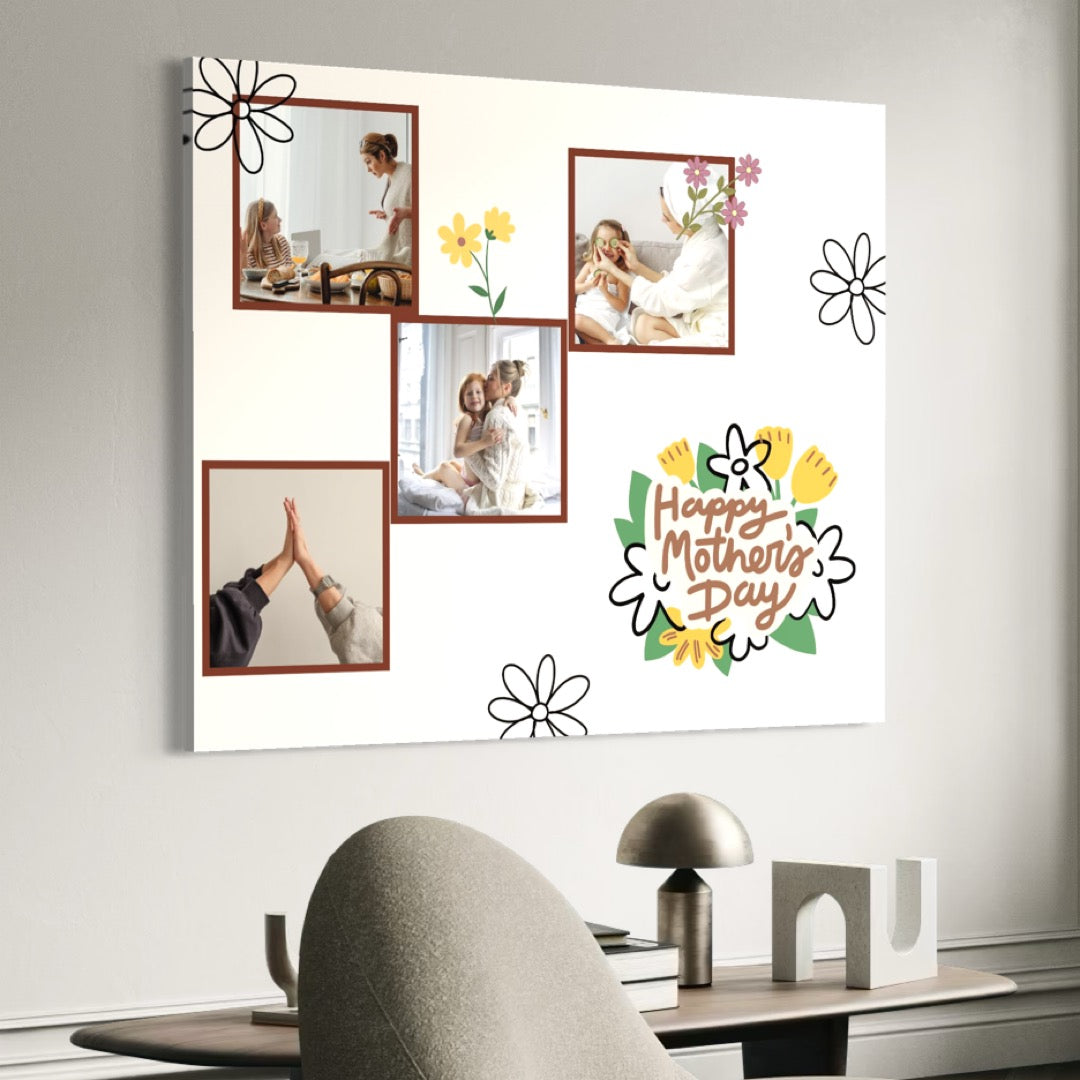 Personalisiertes Leinwandbild mit 4 Bildern für Mama "Happy Mother's Day", PS158