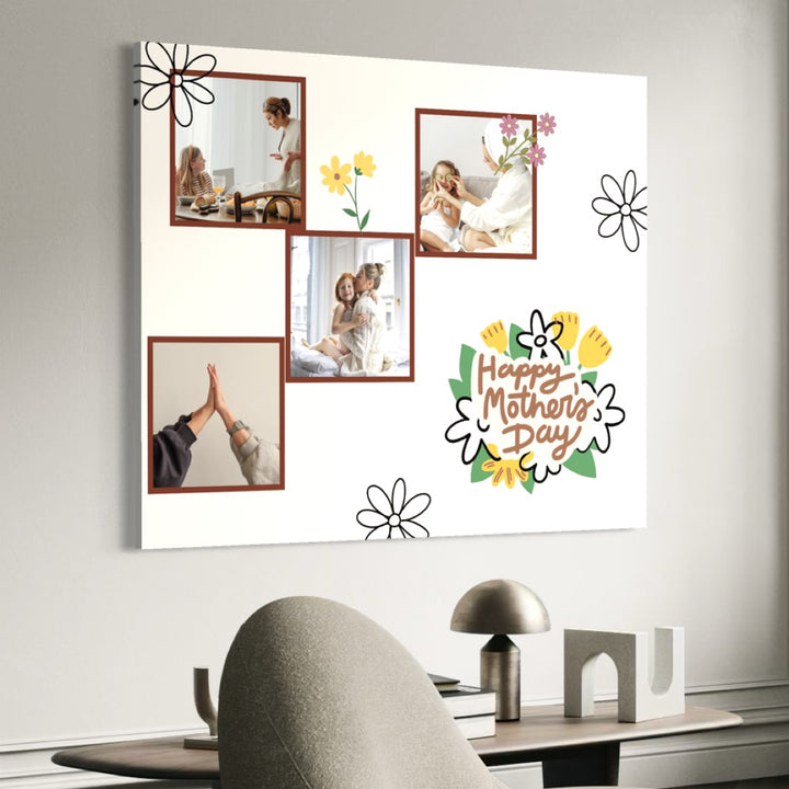 Personalisiertes Leinwandbild mit 4 Bildern für Mama "Happy Mother's Day", PS158