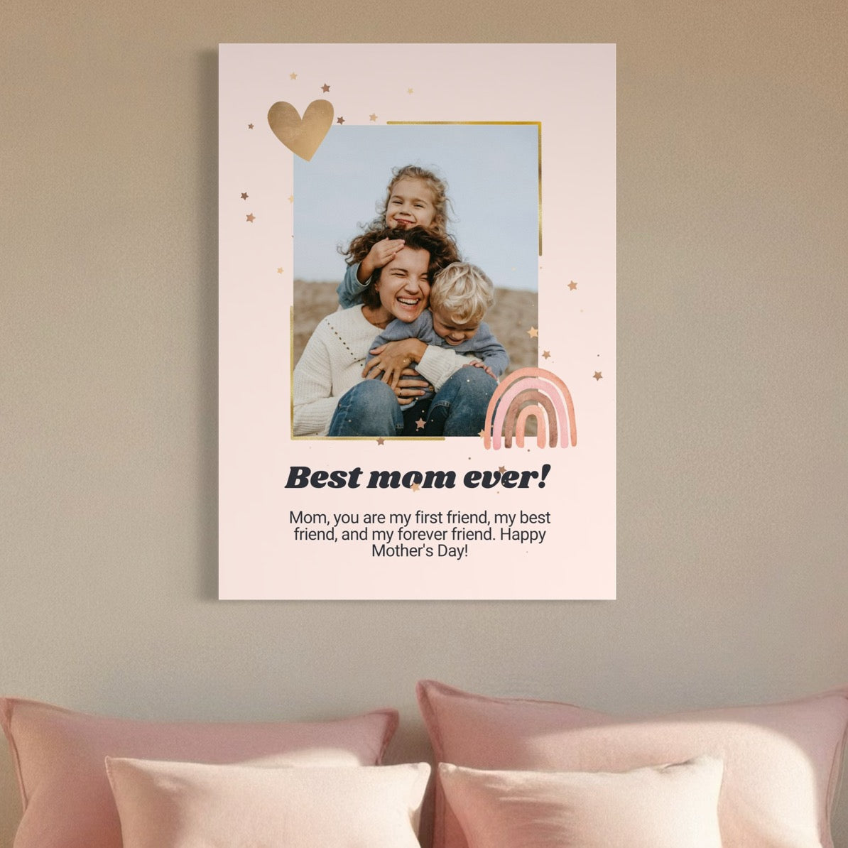 Tablou Canvas Personalizat cu 1 Poza Pentru Mama "Best Mom Ever", PS159