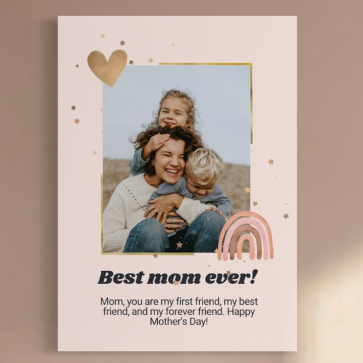 Surprindeți-o pe mama cu tabloul LuxCanva® Tablou Canvas Personalizat cu 1 Poza Pentru Mama "Best Mom Ever" (PS159) - cadoul perfect de Ziua Mamei, la fel de special ca ea!.