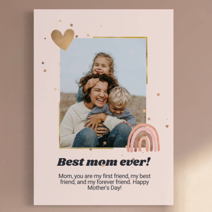Surprindeți-o pe mama cu tabloul LuxCanva® Tablou Canvas Personalizat cu 1 Poza Pentru Mama "Best Mom Ever" (PS159) - cadoul perfect de Ziua Mamei, la fel de special ca ea!.