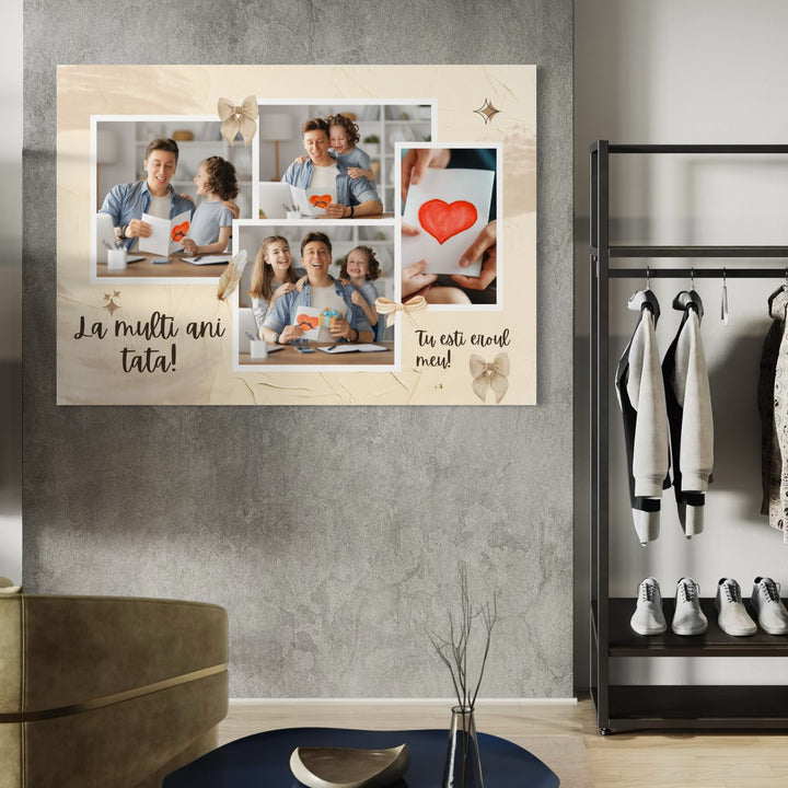 Personalisierte Leinwand Leinwand Wandbild mit 4 Fotos für Papa "Happy Birthday Dad", PS160