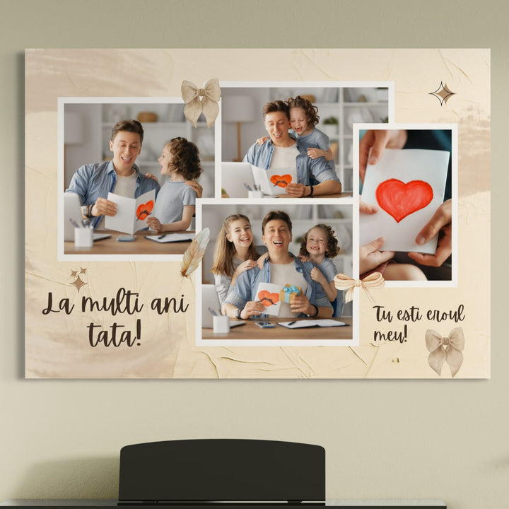 Personalisierte Leinwand Leinwand Wandbild mit 4 Fotos für Papa "Happy Birthday Dad", PS160