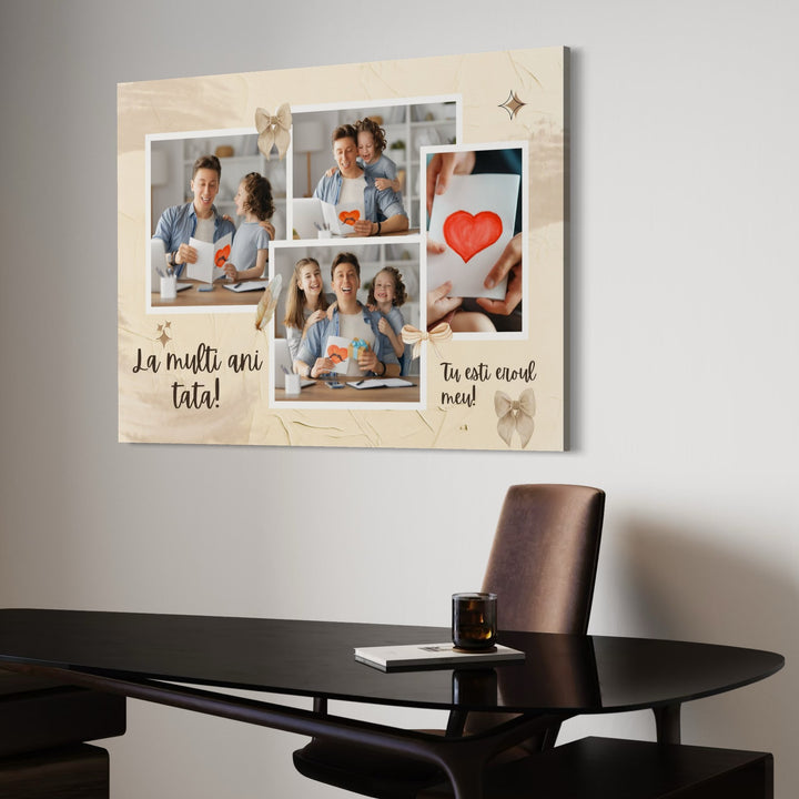 Personalisierte Leinwand Leinwand Wandbild mit 4 Fotos für Papa "Happy Birthday Dad", PS160