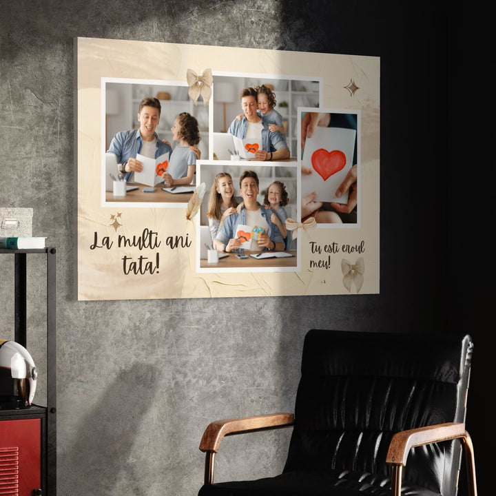 Personalisierte Leinwand Leinwand Wandbild mit 4 Fotos für Papa "Happy Birthday Dad", PS160
