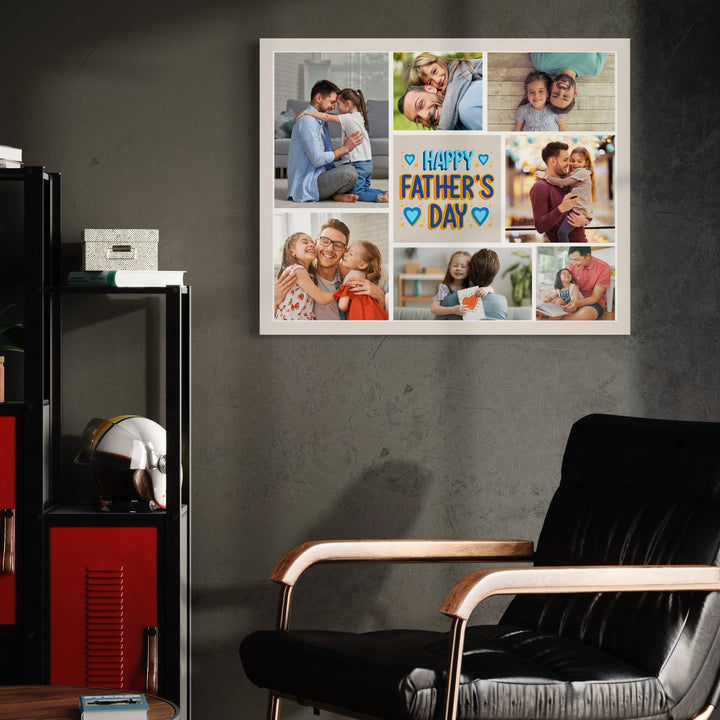 Tablou Canvas Personalizat cu 7 Poze Pentru Tata "Happy Father's Day", PS161