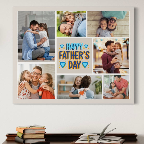Tablou Canvas Personalizat cu 7 Poze Pentru Tata "Happy Father's Day", PS161