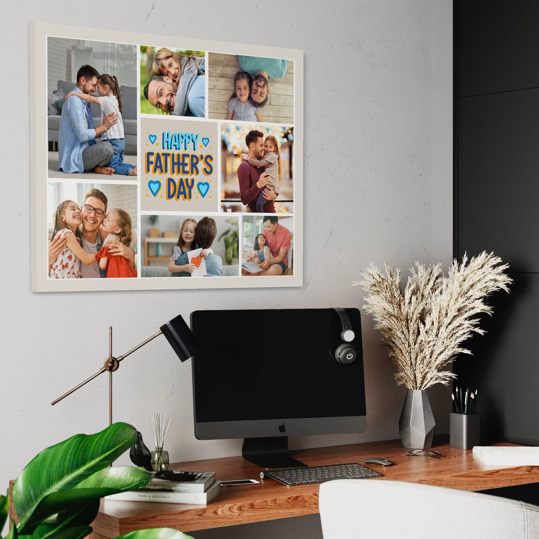 Tablou Canvas Personalizat cu 7 Poze Pentru Tata "Happy Father's Day", PS161