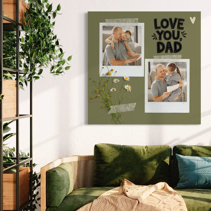 Tablou Canvas Personalizat cu 2 Poze Pentru Tata "Love You Dad", PS162