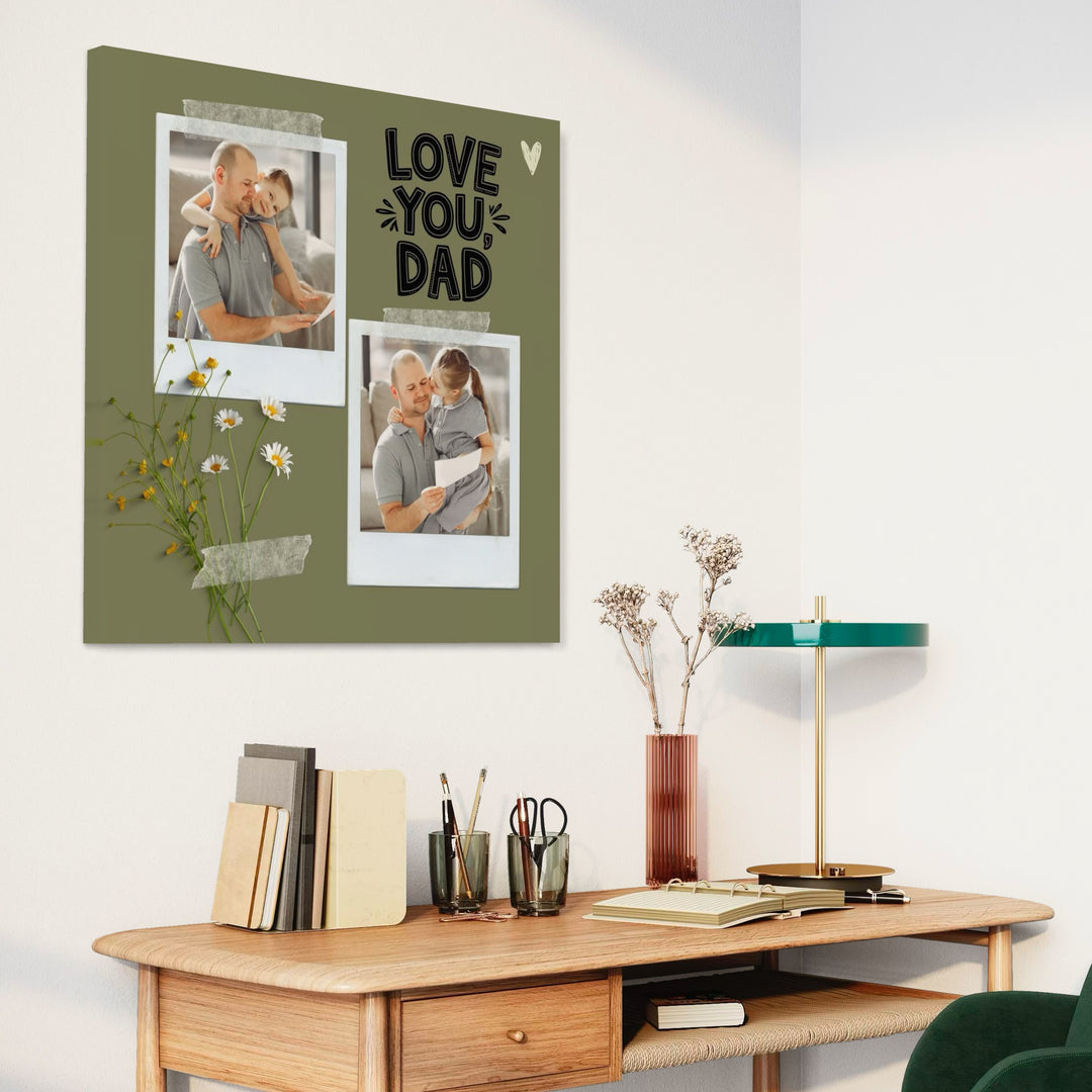 Tablou Canvas Personalizat cu 2 Poze Pentru Tata "Love You Dad", PS162