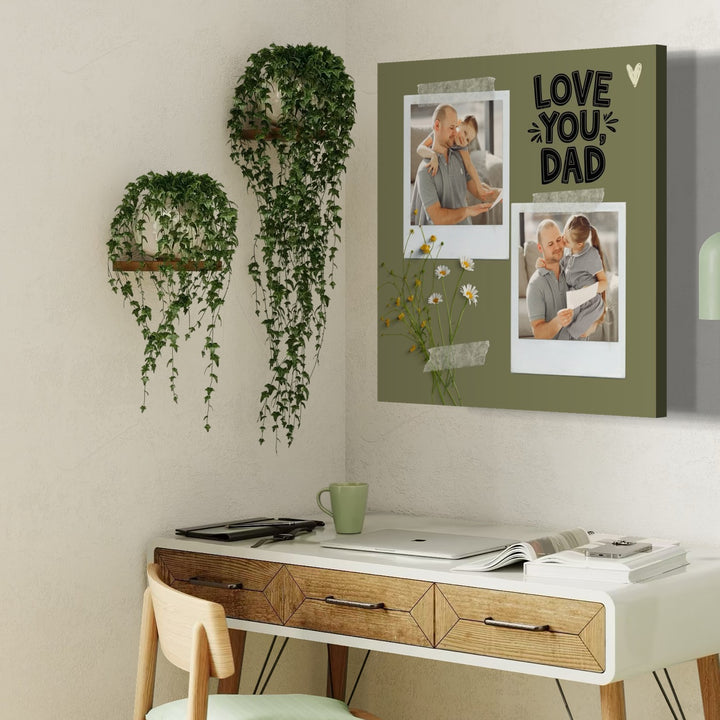 Tablou Canvas Personalizat cu 2 Poze Pentru Tata "Love You Dad", PS162