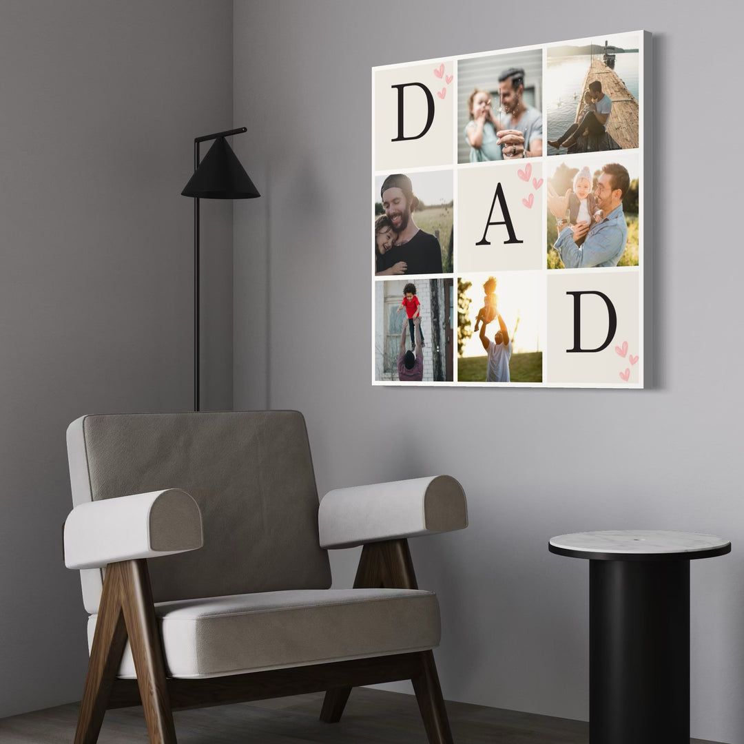 Personalisiertes Leinwandbild mit 6 Fotos für Papa "Dad", PS163