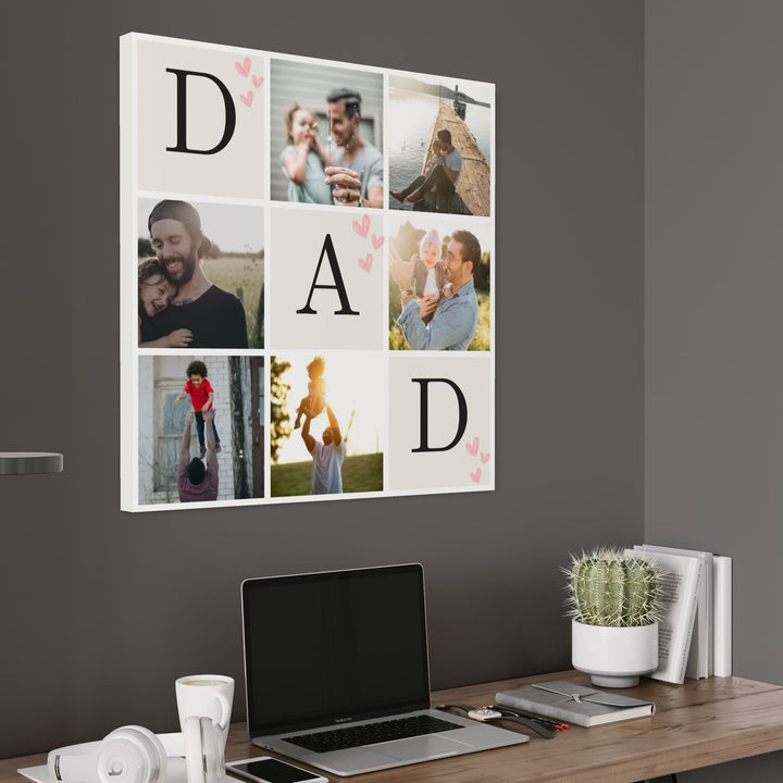 Personalisiertes Leinwandbild mit 6 Fotos für Papa "Dad", PS163