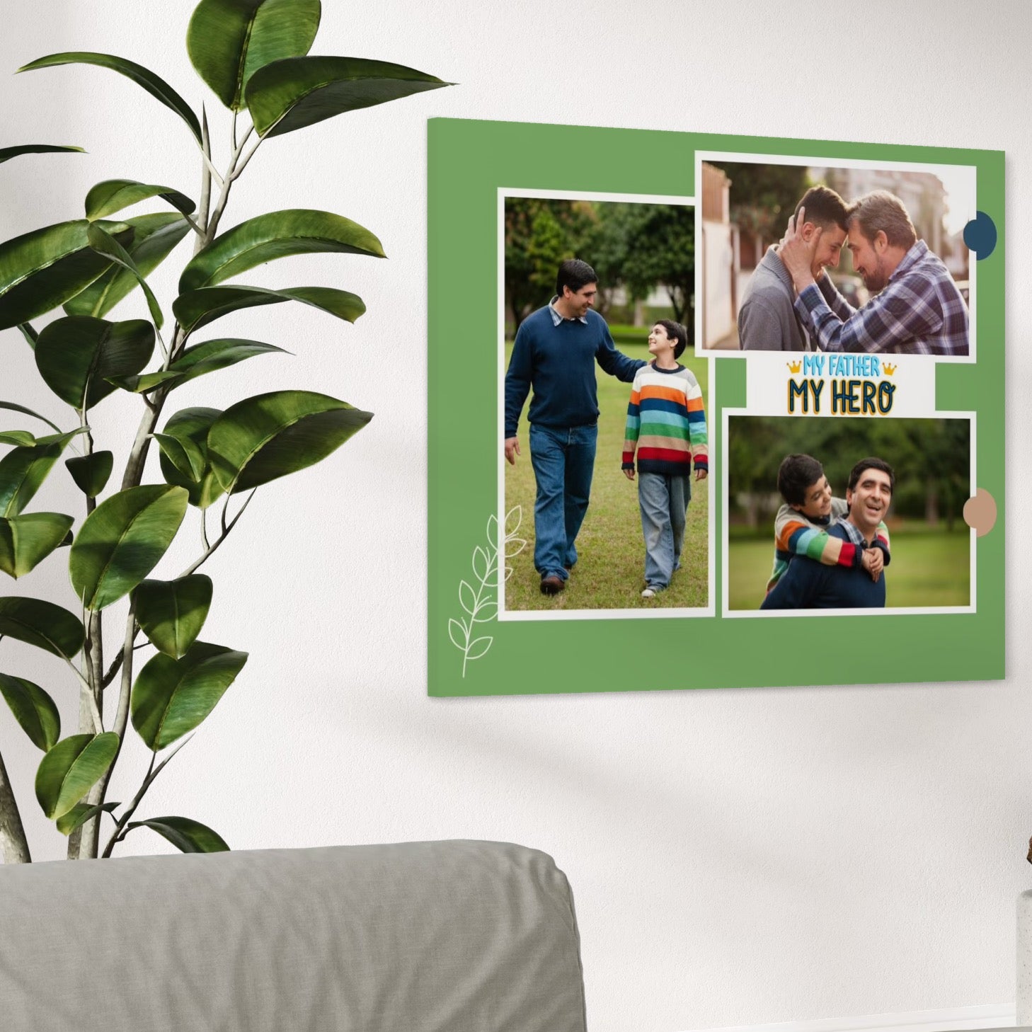 Tablou Canvas Personalizat cu 3 Poze Pentru Tata 