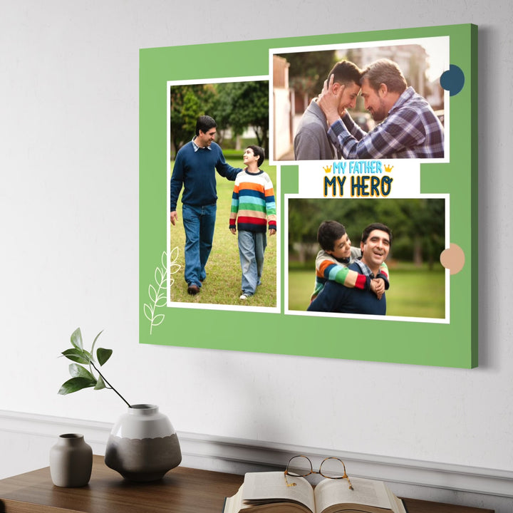 Tablou Canvas Personalizat cu 3 Poze Pentru Tata "My Father, My Hero", PS164