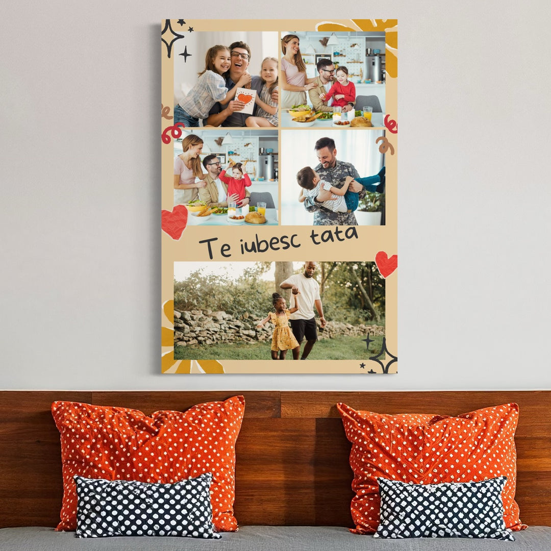 Personalisierte Leinwand Leinwand Wandbild mit 5 Fotos für Papa "Ich liebe dich Papa", PS165