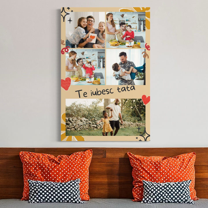 Personalisierte Leinwand Leinwand Wandbild mit 5 Fotos für Papa "Ich liebe dich Papa", PS165