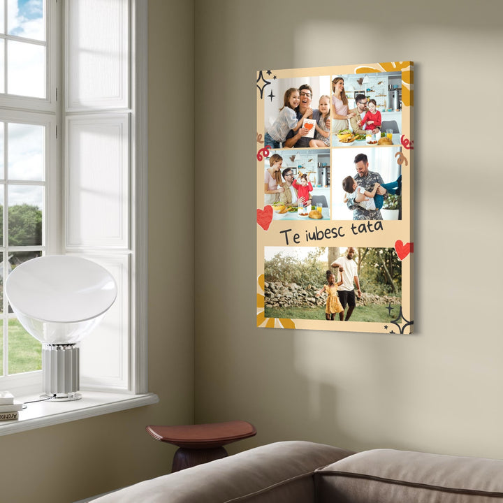 Personalisierte Leinwand Leinwand Wandbild mit 5 Fotos für Papa "Ich liebe dich Papa", PS165