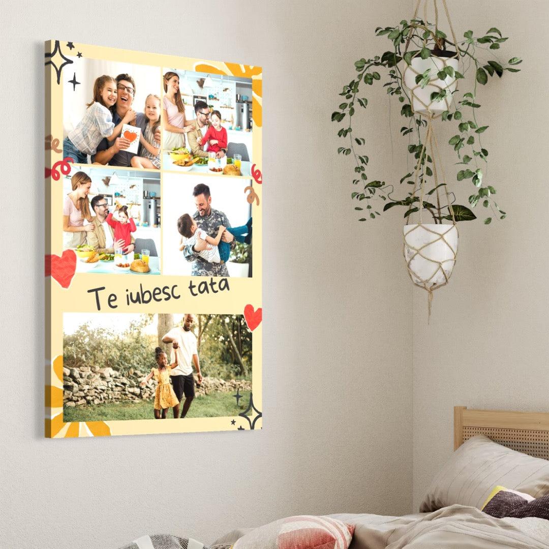 Personalisierte Leinwand Leinwand Wandbild mit 5 Fotos für Papa "Ich liebe dich Papa", PS165