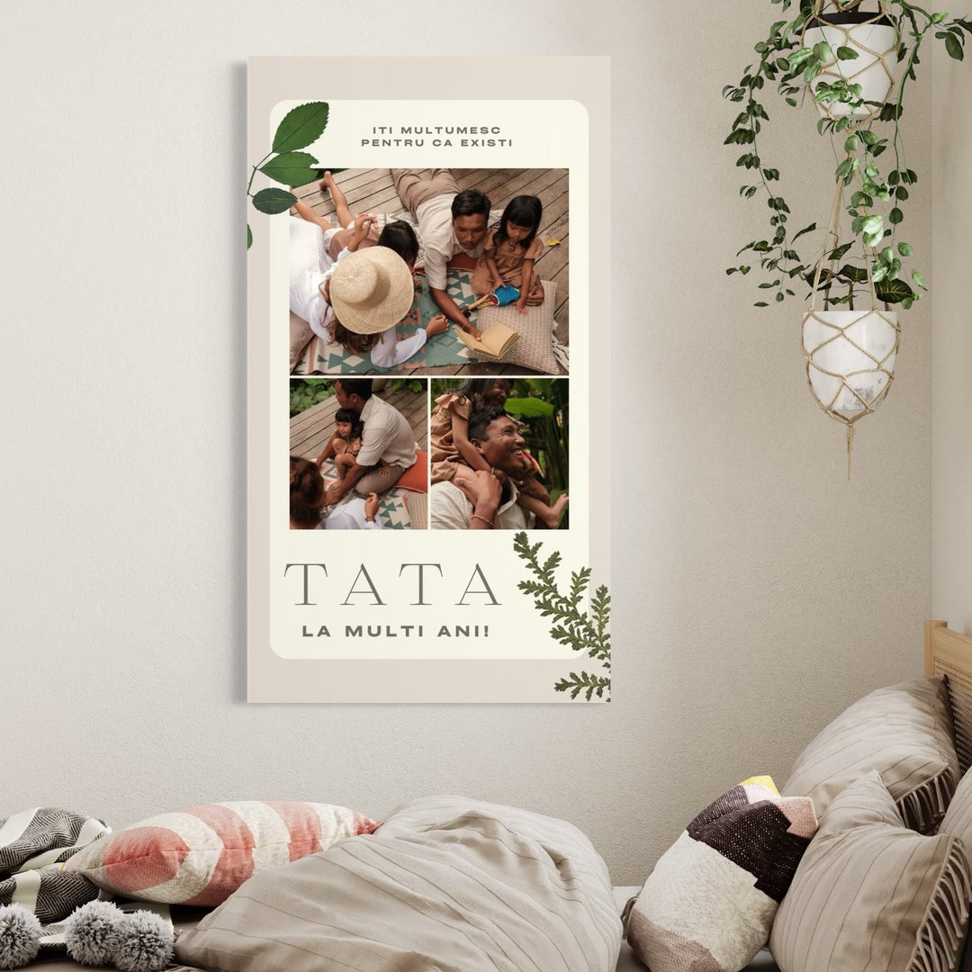 Personalisierte Leinwand Leinwand Wandbild mit 3 Fotos für Papa "Happy Birthday Dad", PS166
