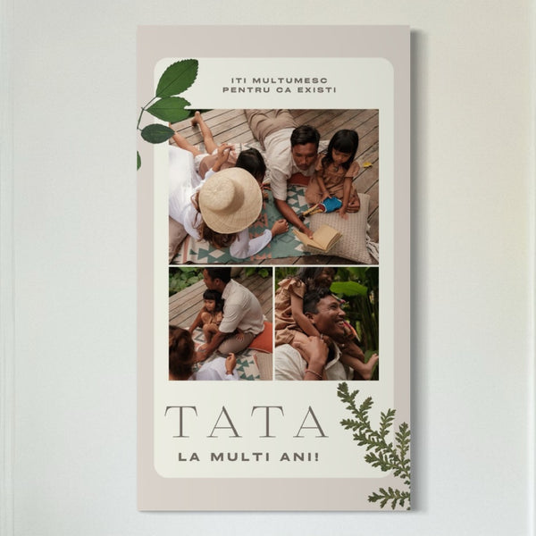 Tablou Canvas Personalizat cu 3 Poze Pentru Tata "La Multi Ani Tata", PS166