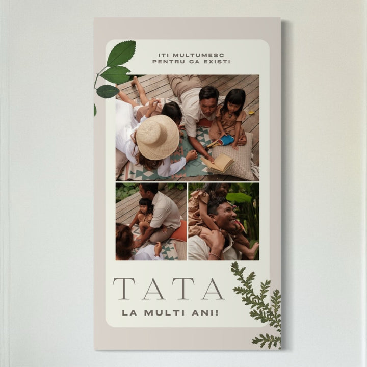 Personalisierte Leinwand Leinwand Wandbild mit 3 Fotos für Papa "Happy Birthday Dad", PS166
