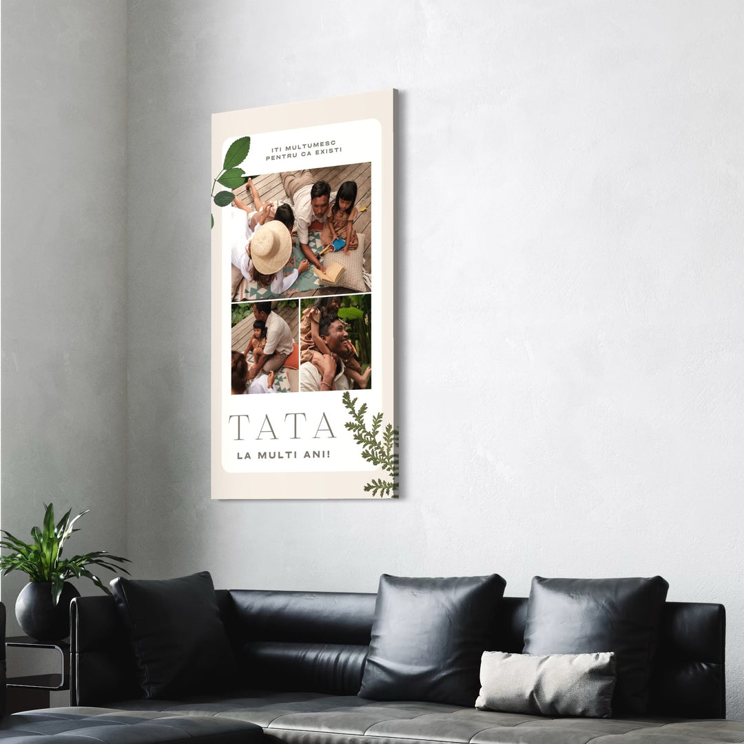 Personalisierte Leinwand Leinwand Wandbild mit 3 Fotos für Papa "Happy Birthday Dad", PS166
