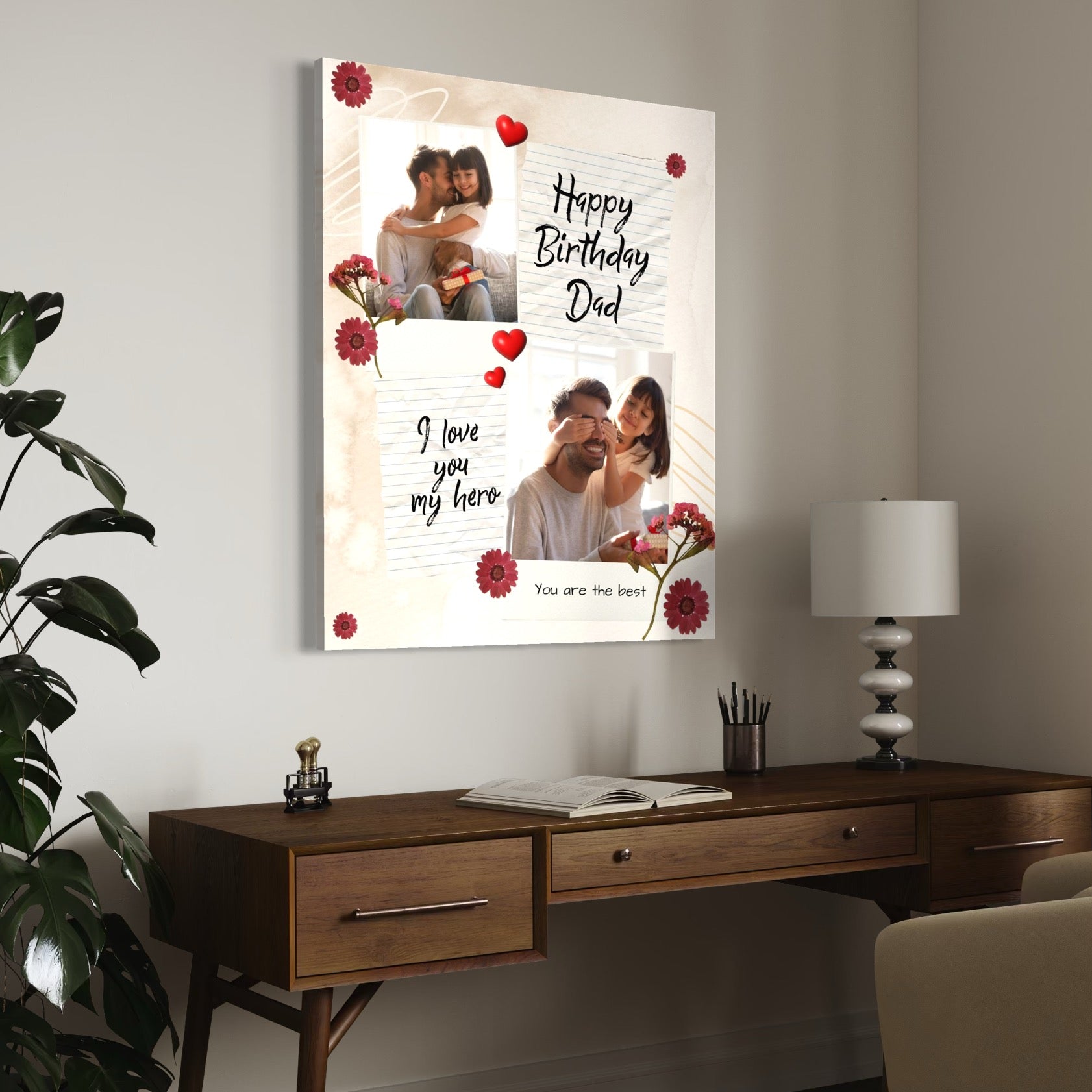 Tablou Canvas Personalizat cu 2 Poze Pentru Tata 
