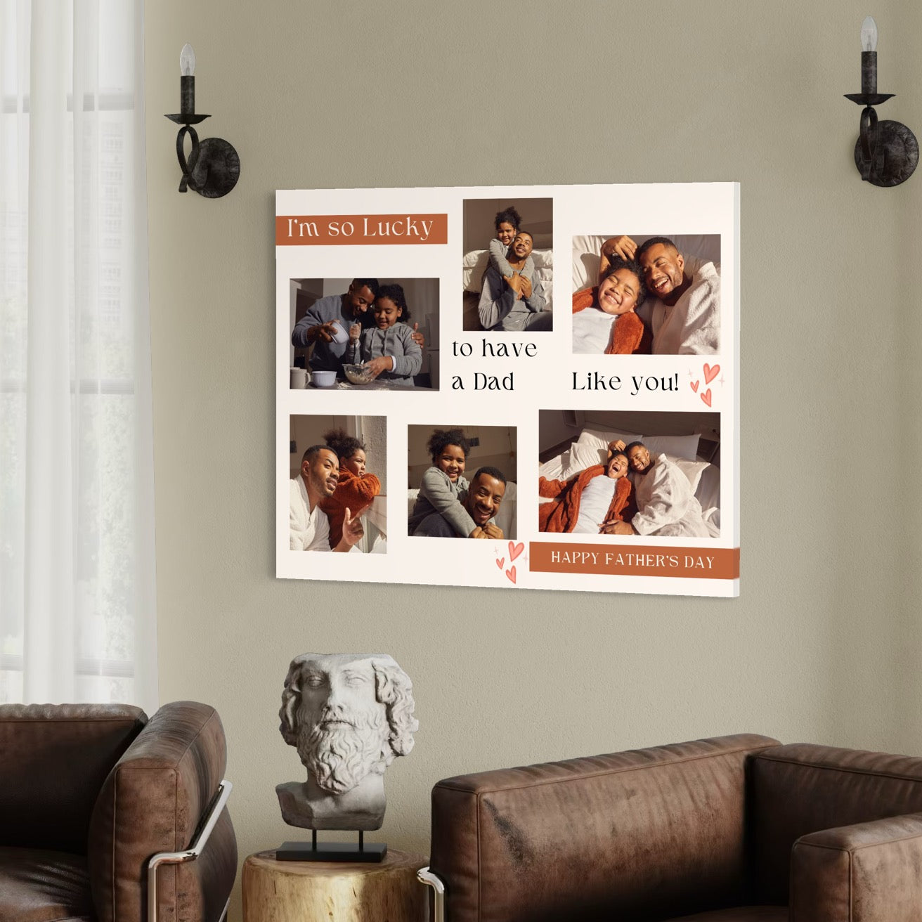 tablou canvas personalizat cu 6 poze despre tata si text personalizat