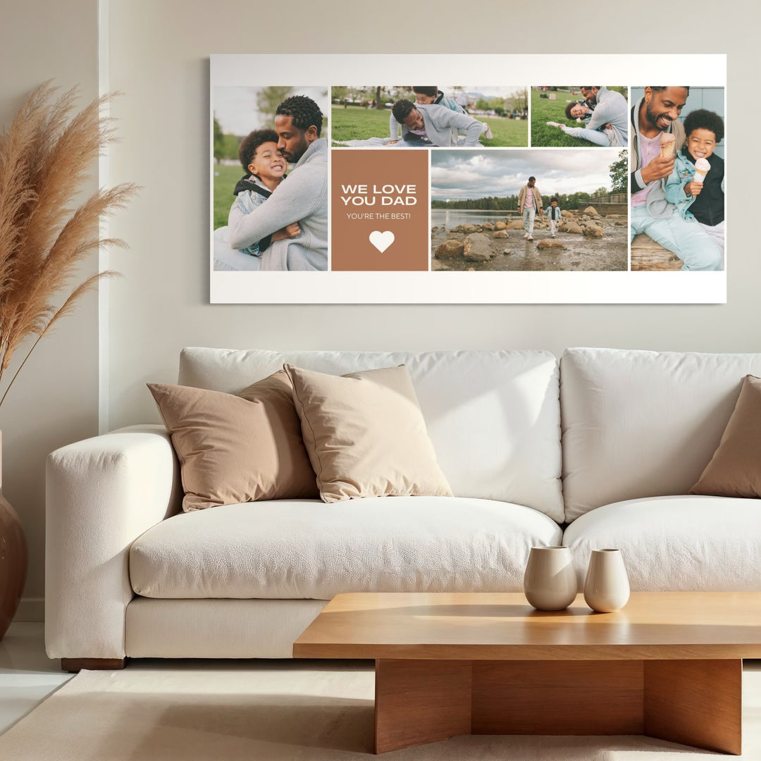 Personalisierte Leinwand Leinwandbild mit 5 Fotos für Papa "Wir lieben dich Papa", PS170