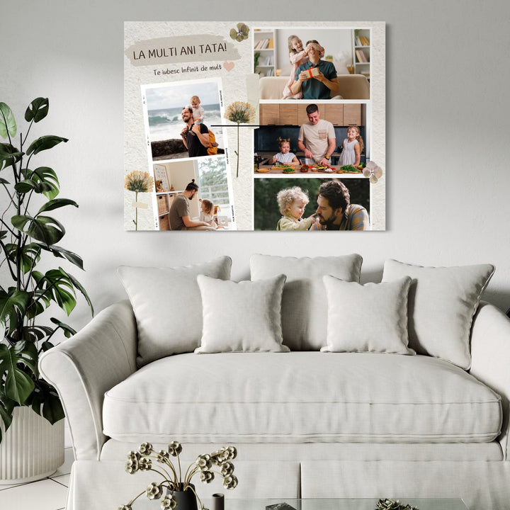 Personalisierte Leinwand Leinwand Wandbild mit 5 Fotos für Papa "Happy Birthday Dad", PS171