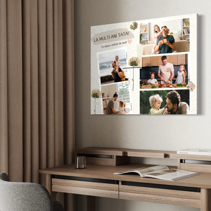 Personalisierte Leinwand Leinwand Wandbild mit 5 Fotos für Papa "Happy Birthday Dad", PS171